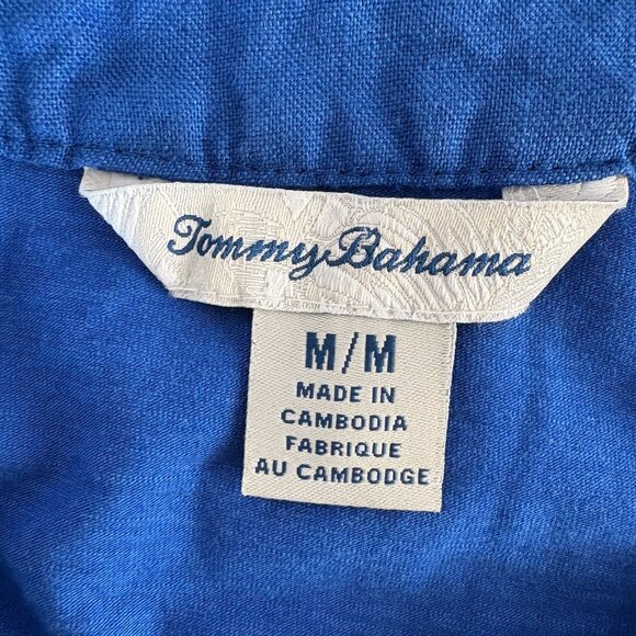 Tommy Bahama Marina Slub Mini Dress Womens M Blue Sleeveless Ruffle Hem Pockets - Picture 5 of 9